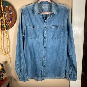 Gap Light Wash Long Sleeve Blue Jean Denim Shirt Collared Sz M / Medium